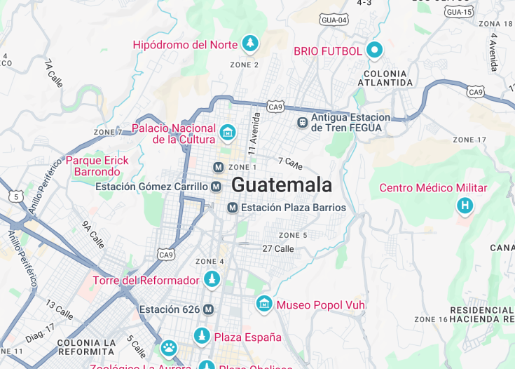 Map of Guatemala City, Guatemala