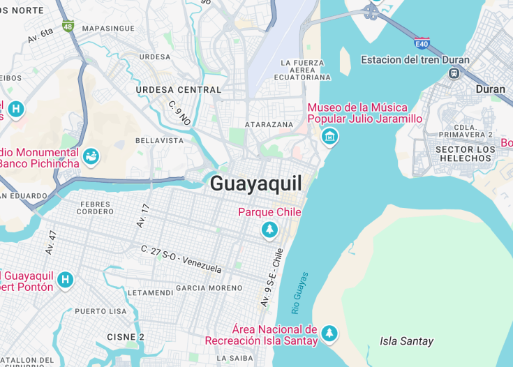 Map of Guayaquil, Ecuador