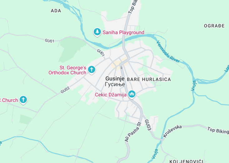 Map of Gusinje, Montenegro