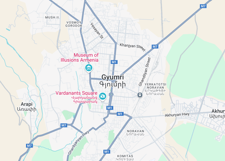 Map of Gyumri, Armenia