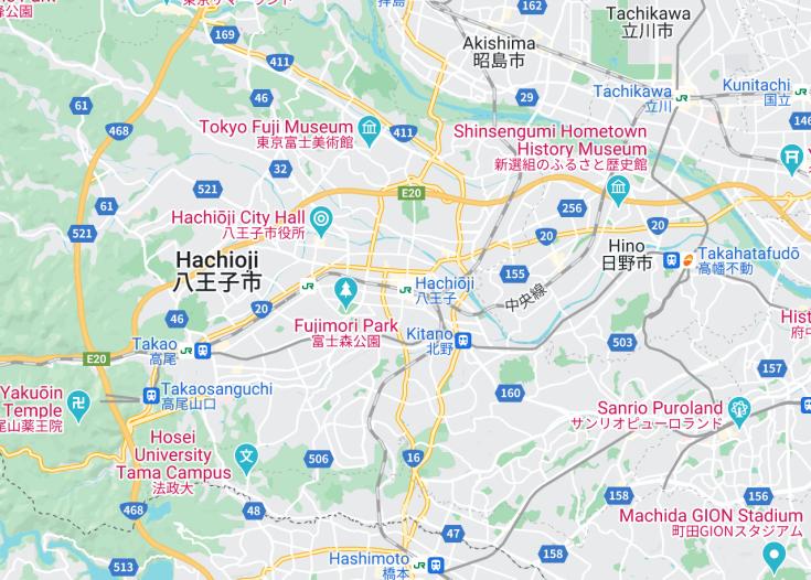 Map of Hachioji, Japan