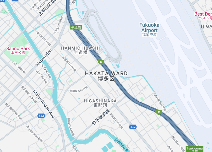 Map of Hakata Ward, Japan