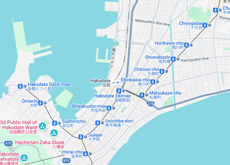 Map of Hakodate, Japan