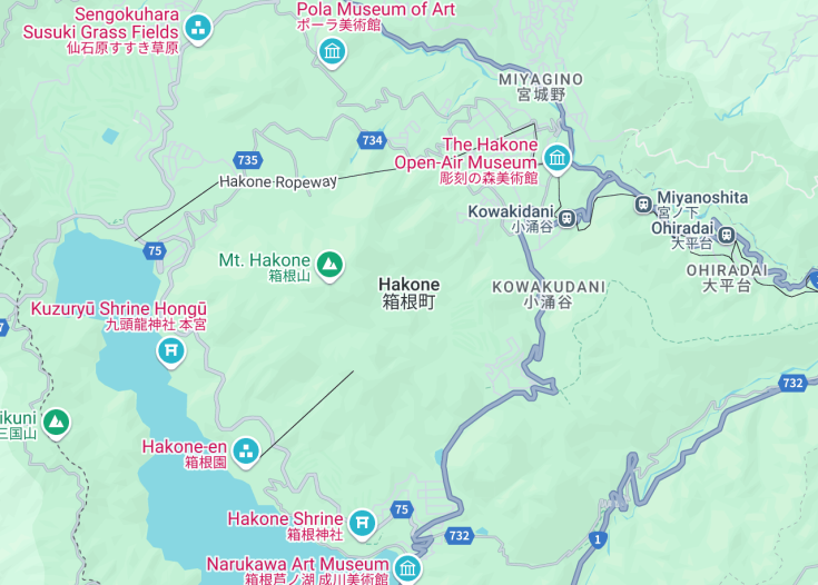 Map of Hakone, Japan