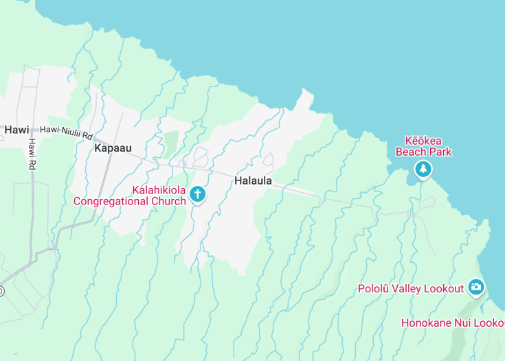 Map of Halaula, Hawaii (USA)