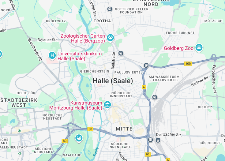 Map of Halle, Germany