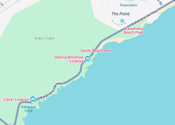 Map of Halona Blow Hole, Honolulu