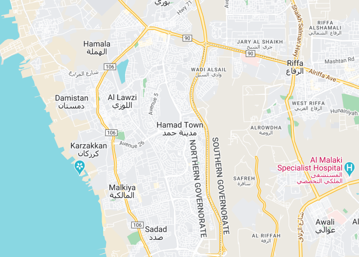 Map of Hamad town, Bahrain