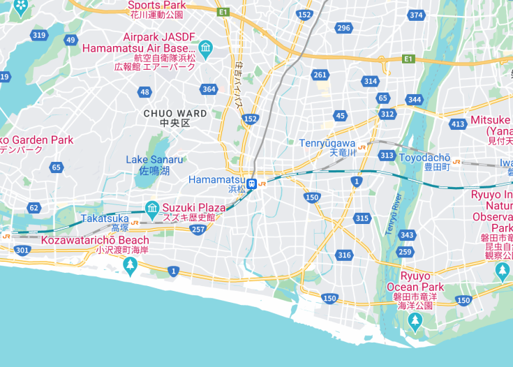 Map of Hamamatsu, Japan