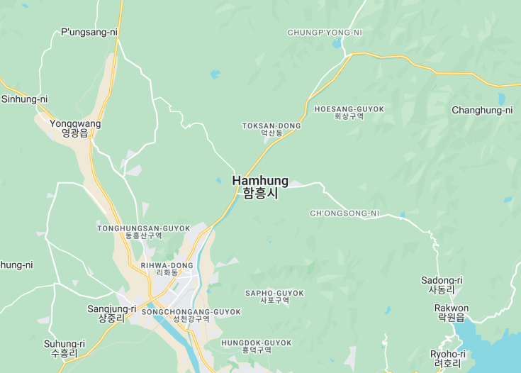 Map of Hamhung, North Korea