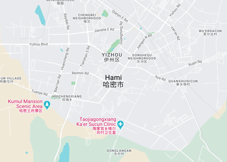 Map of Hami, China