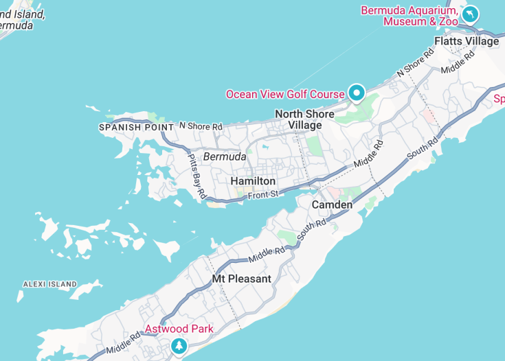 Map of Hamilton, Bermuda (United Kingdom)