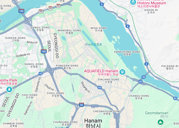 Map of Hanam, South Korea