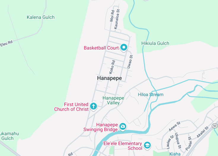 Map of Hanapepe, Hawaii (USA)