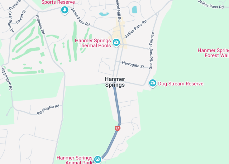 Map of Hanmer Springs, New Zealand