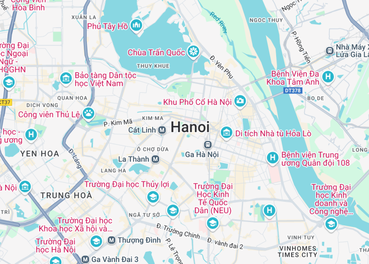 Map of Hanoi, Vietnam