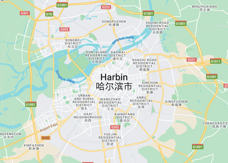 Map of Harbin, China