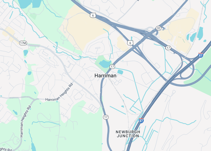 Map of Harriman, New York State (USA)