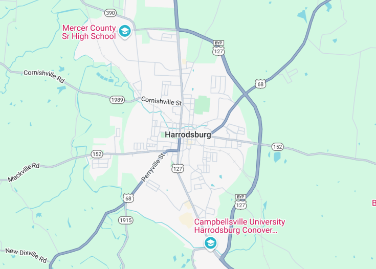 Map of Harrodsburg, Kentucky (USA)