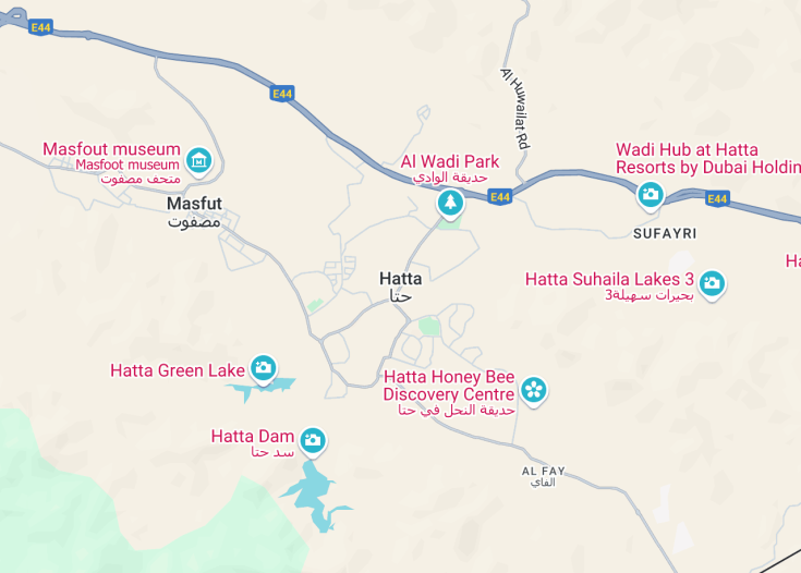 Map of Hatta, United Arab Emirates