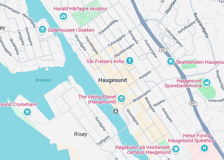 Map of Haugesund, Norway