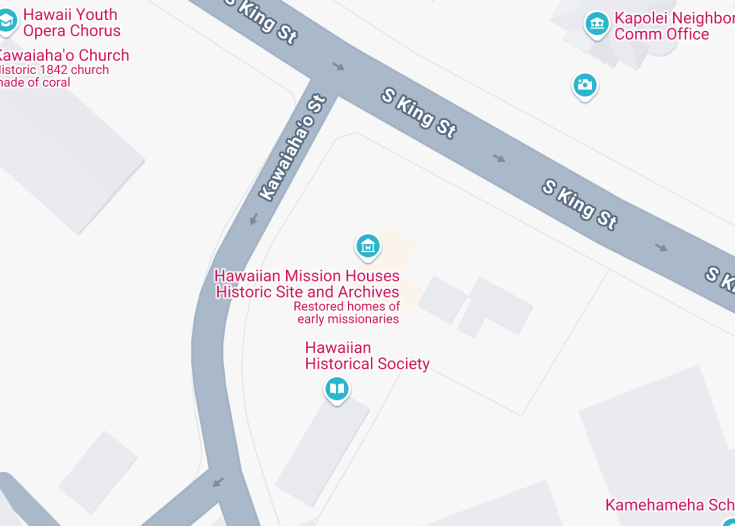 Map of Hawaiian Mission Houses, Honolulu