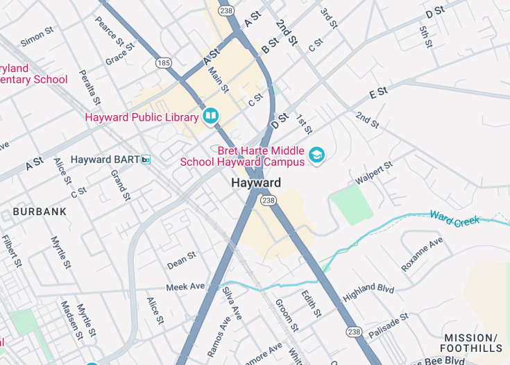 Map of Hayward, California (USA)