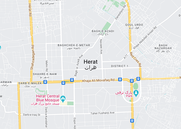 Map of Herat, Afghanistan