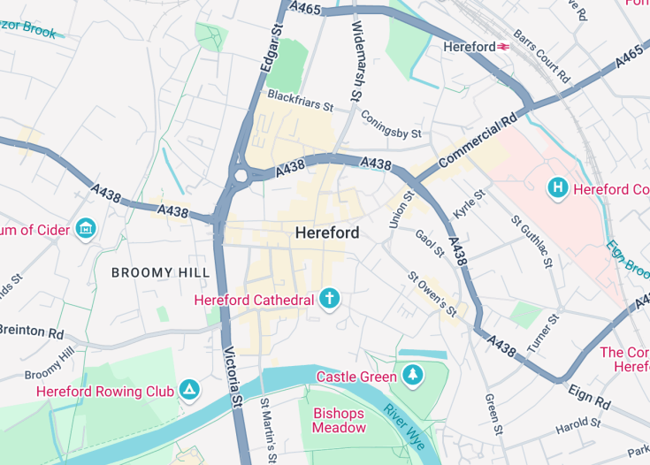 Map of Hereford, England (United Kingdom)