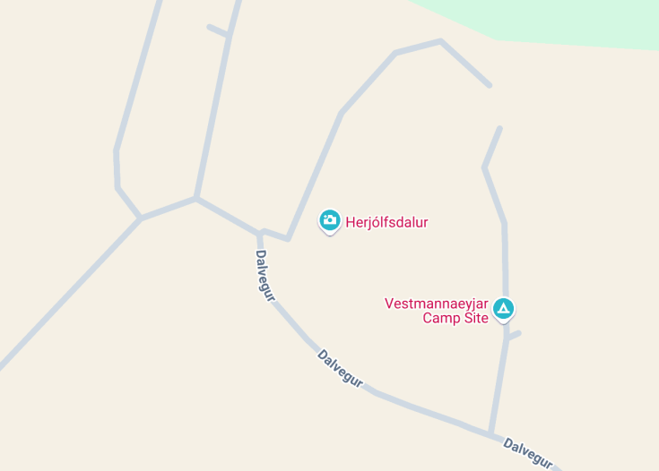 Map of Herjólfsdalur, Vestmannaeyjar (Iceland)