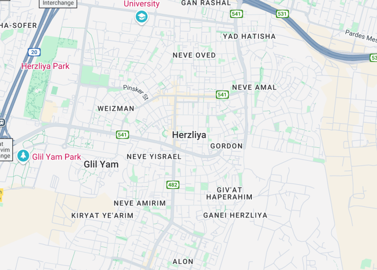 Map of Herzliya, Israel