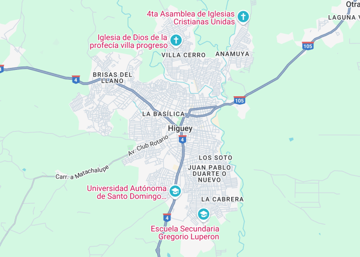 Map of Higüey, Dominican Republic