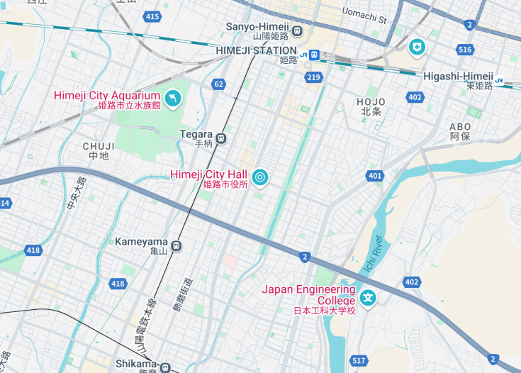 Map of Himeji, Japan