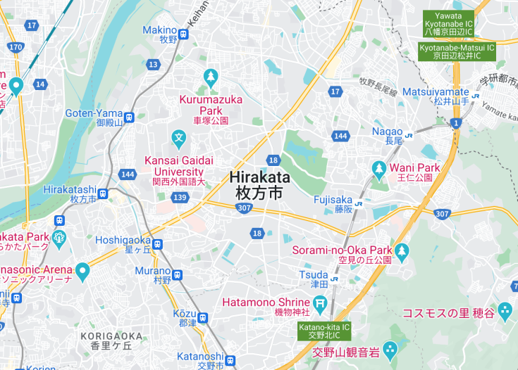 Map of Hirakata, Japan