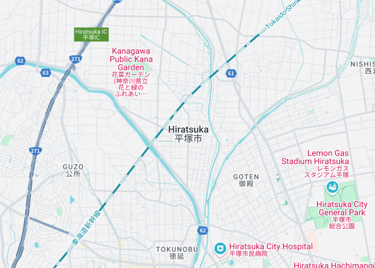 Map of Hiratsuka, Japan