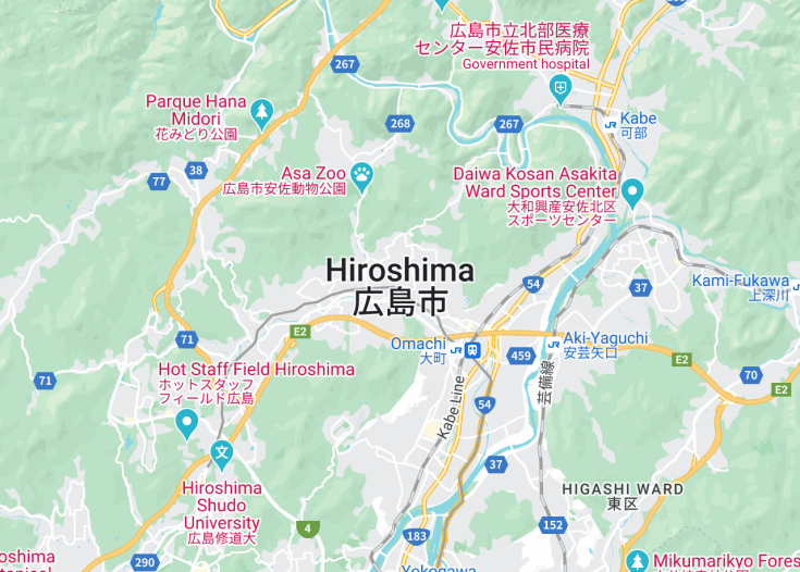 Map of Hiroshima, Japan