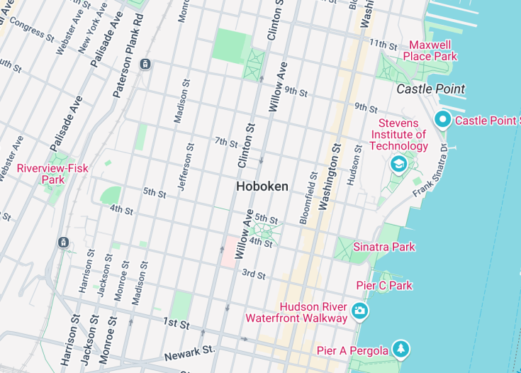 Map of Hoboken, New Jersey (USA)