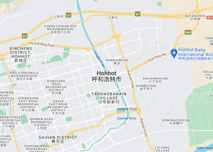 Map of Hohhot, China