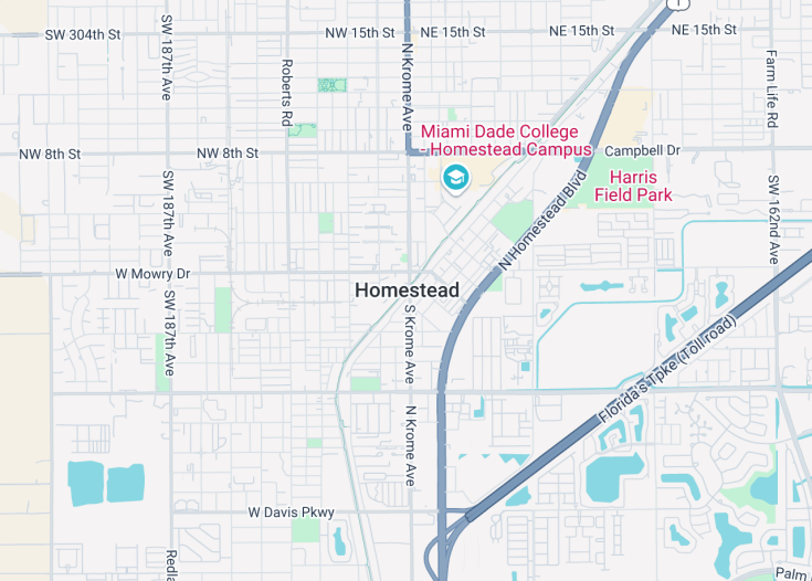 Map of Homestead, Florida (USA)