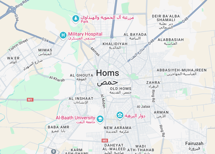 Map of Homs, Syria