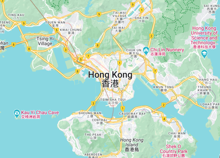 Map of Hong Kong, China