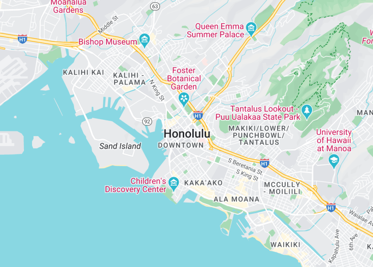 Map of Honolulu, Hawaii (USA)