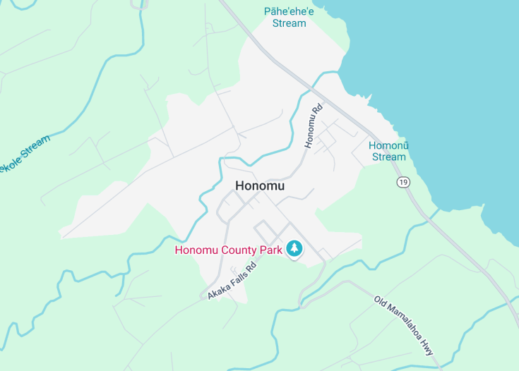 Map of Honomu, Hawaii (USA)