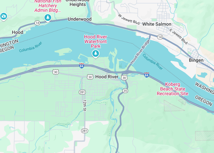 Map of Hood River, Oregon (USA)