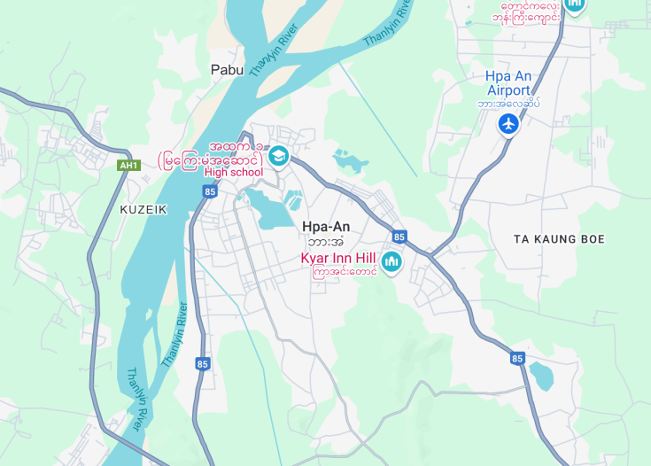 Map of Hpa-An, Myanmar