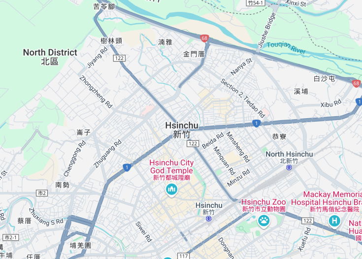 Map of Hsinchu, Taiwan