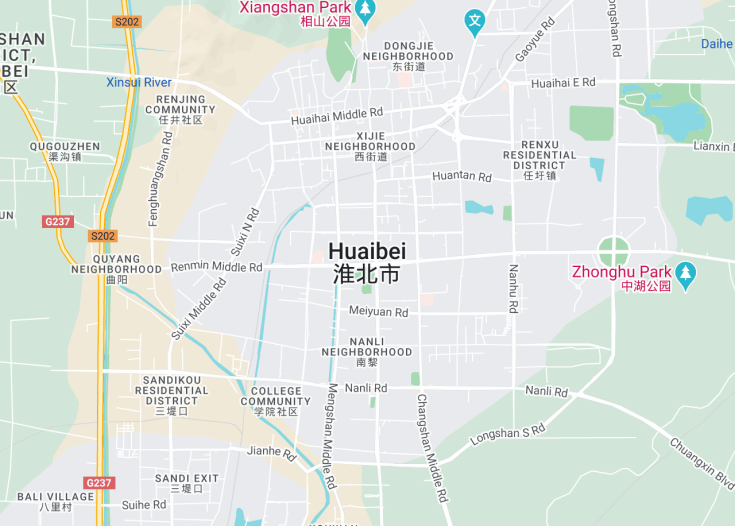 Map of Huaibei, China