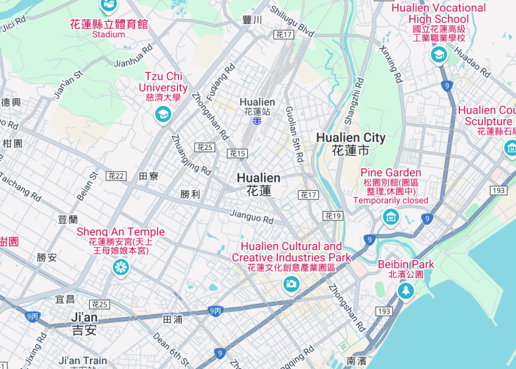 Map of Hualien, Taiwan