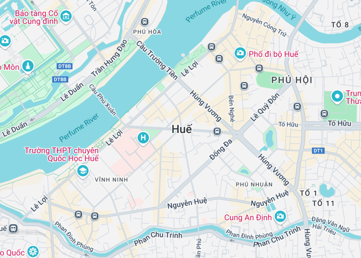 Map of Hue, Vietnam