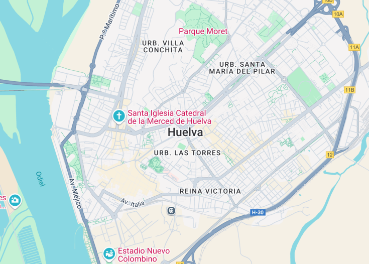 Map of Huelva, Spain